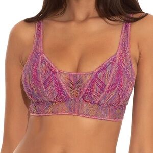 Becca Size Large Mosaic Crochet Bikini Top & Bikini Bottoms Swimwear